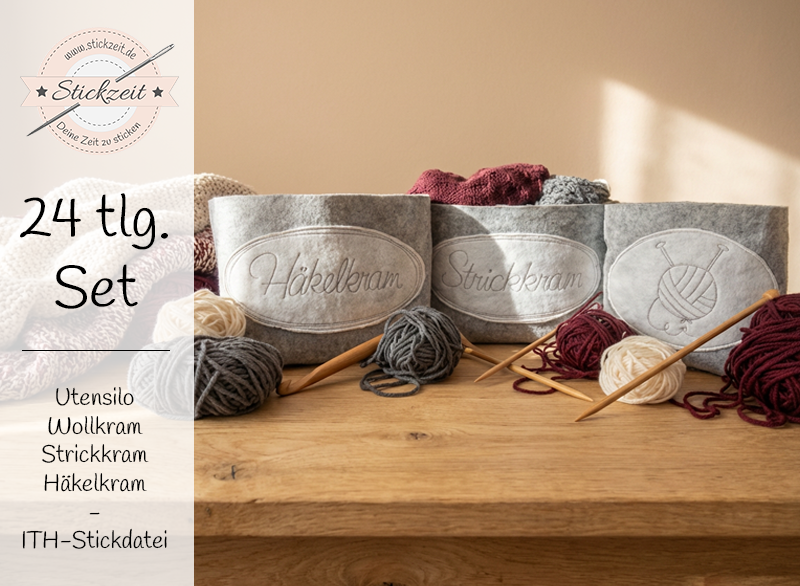 Utensilo Wollkram Häkelkram Strickkram - ITH-Stickdatei